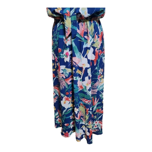 Sandra Darren Tie neck Sleeveless Floral print Maxi Dress - Picture 7 of 8